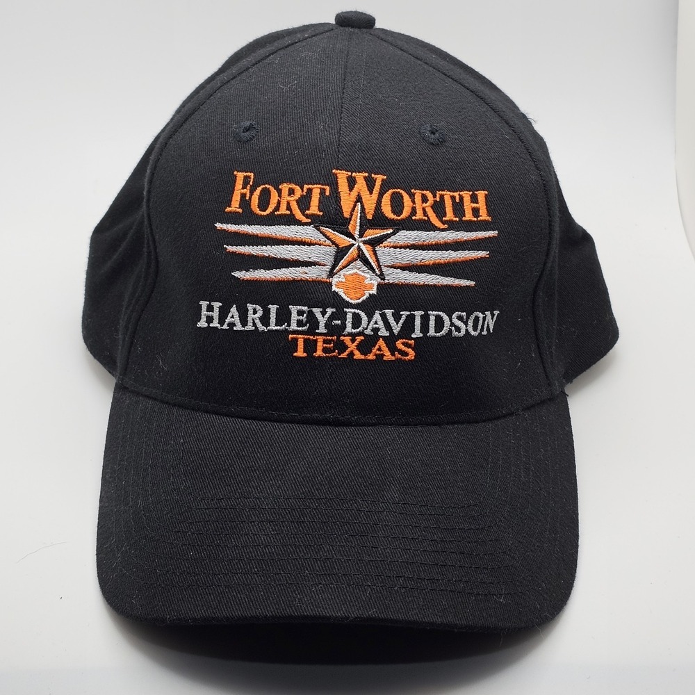 Harley Davidson Motorcycle Cap Fort Worth, Texas Black Adjustable